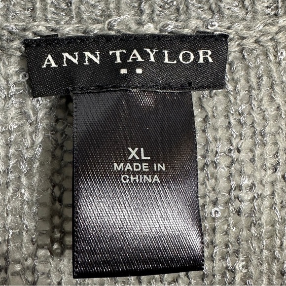 Ann Taylor size XL gray sparkly open weave sweater, lightweight, date night - Picture 9 of 10